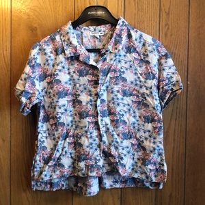 Toad&co tropical Hillrose short sleeve button down shirt size X Small pink/blue